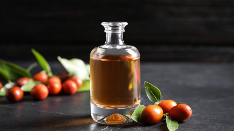 Jojoba Oil In Glass Bottle